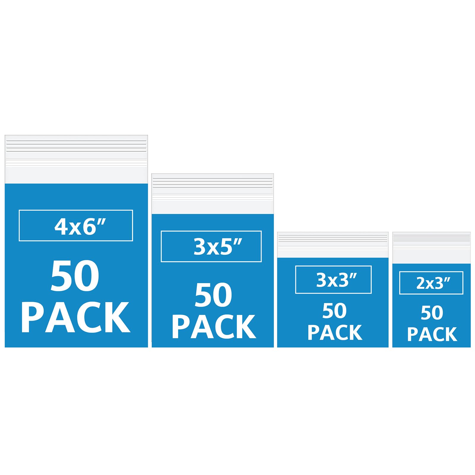 200 Pack Small Plastic Bags for Jewelry Storage - 4 Assorted Sizes (2x3, 3x3, 3x5, 4x6 Inch) 2 Mil Thick Clear Poly Zipper Lock Bags - Perfect for Beads, Toys, Pills, Snacks & Craft Organization | Resealable PP Baggies for Home, Office & Travel Use