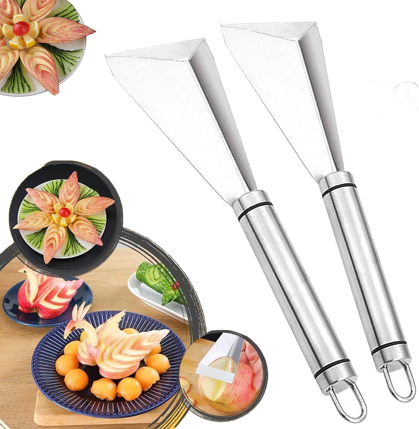 Premium Stainless Steel Fruit & Vegetable Carving Knife - Triangular Blade for Kitchen, Pumpkin Carving, and Food Art | Professional Culinary Tool for Chefs, Home Cooks, and DIY Enthusiasts | Perfect for Fruit Platters, Garnishes, and Holiday Decorations