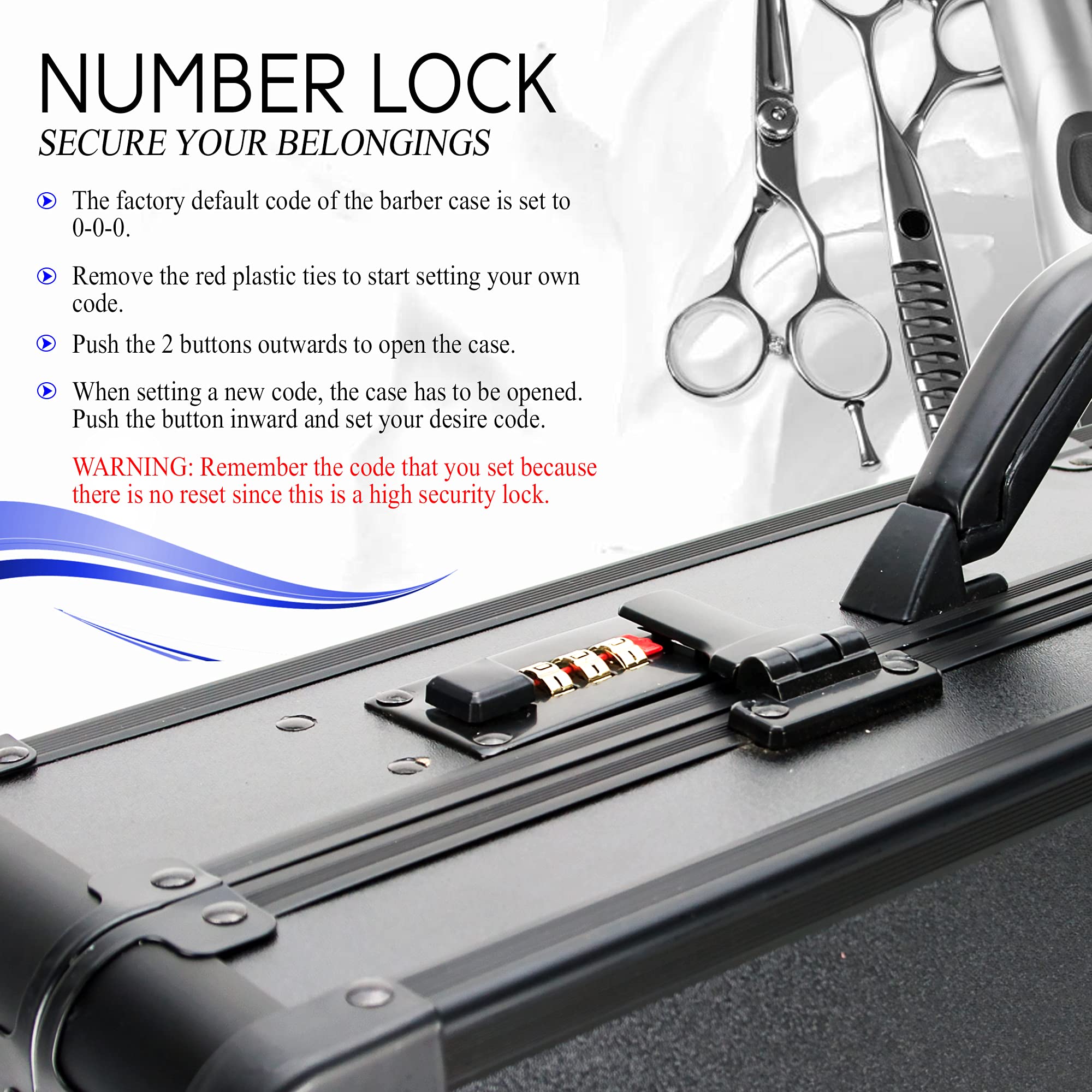 VER Beauty Professional Barber Case - Portable Travel Stylist Tool Organizer with NumLock System | Black Matte Storage Box for Clippers, Trimmers, Shears, Scissors & Styling Tools | Perfect for Salon Professionals & Mobile Barbers
