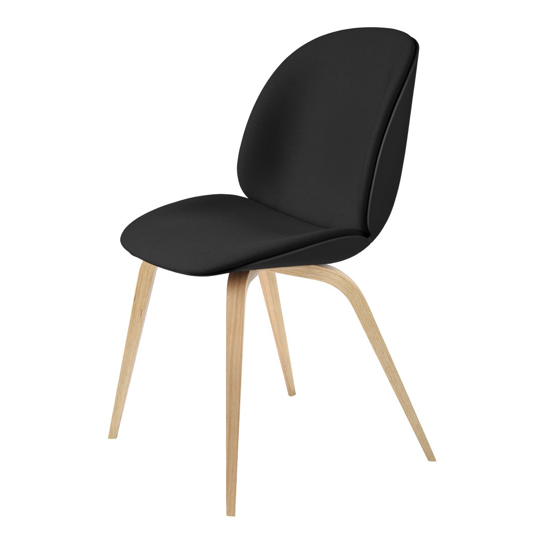 Beetle Dining Chair with Front Upholstery & Oak Lacquered Base - Modern Comfort for Kitchen, Dining Room, and Restaurant Settings