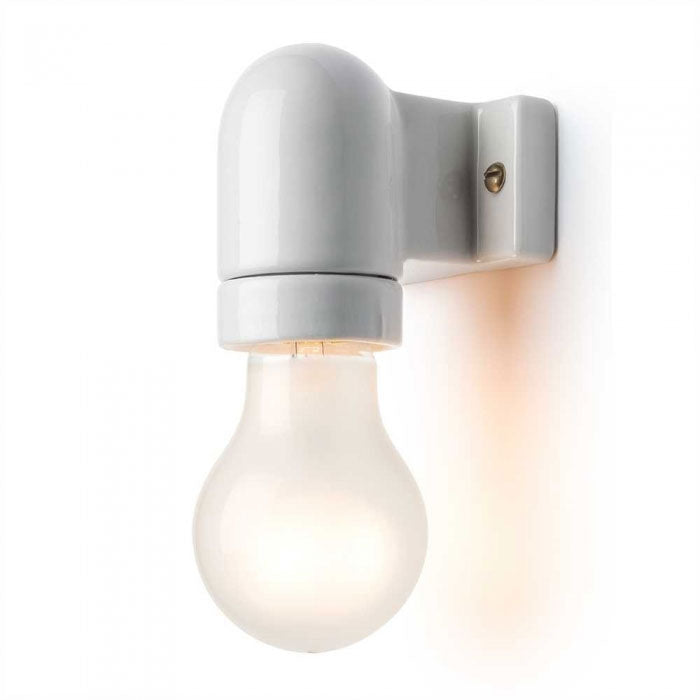 White Porcelain Wall Lamp Holder E27 Socket - Max 75W for Living Room, Bedroom & Hallway Lighting Decor