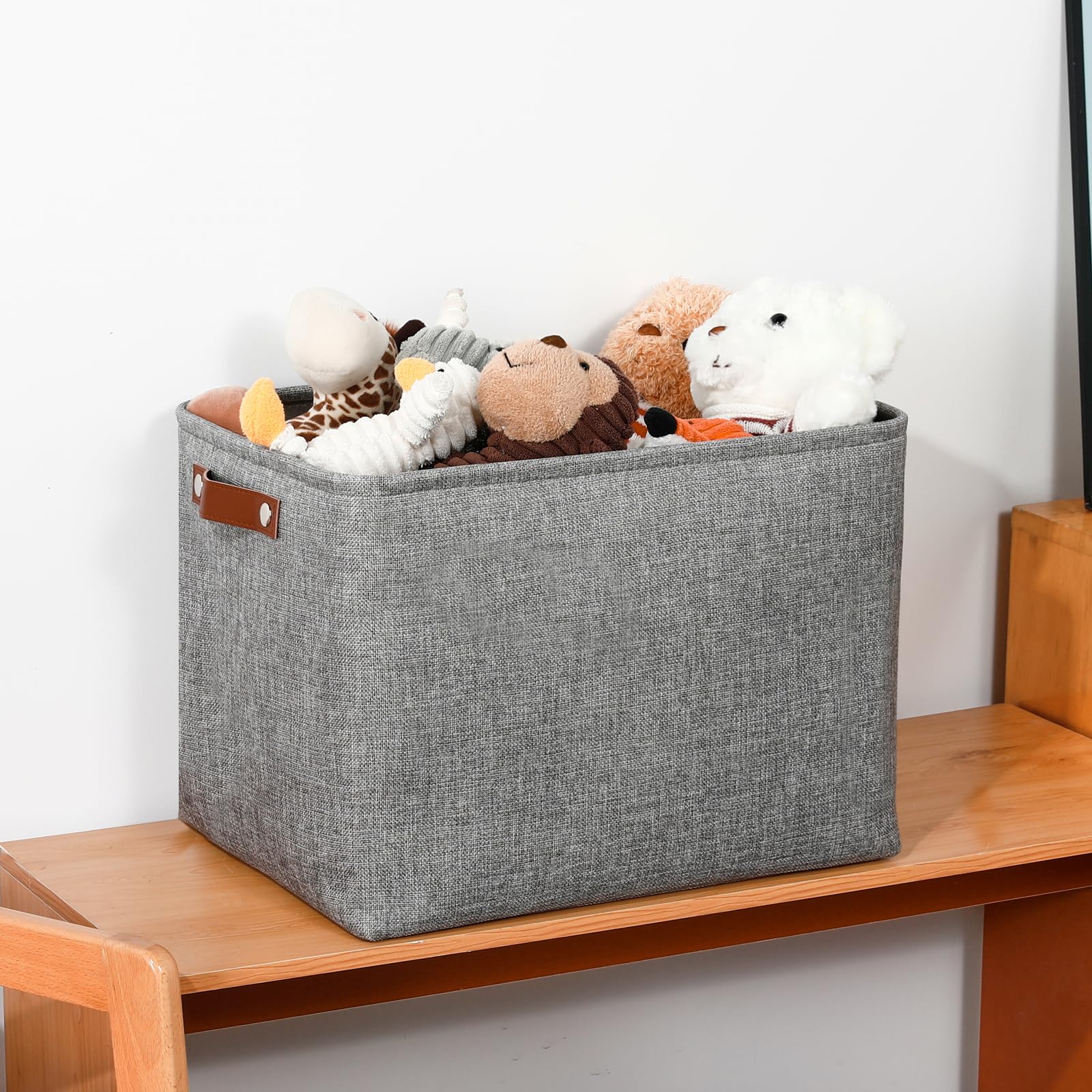 DULLEMELO 3-Pack Foldable Storage Baskets - Large Fabric Bins for Clothes, Toys & Nursery Organization (Gray) - Perfect for Shelves & Closets