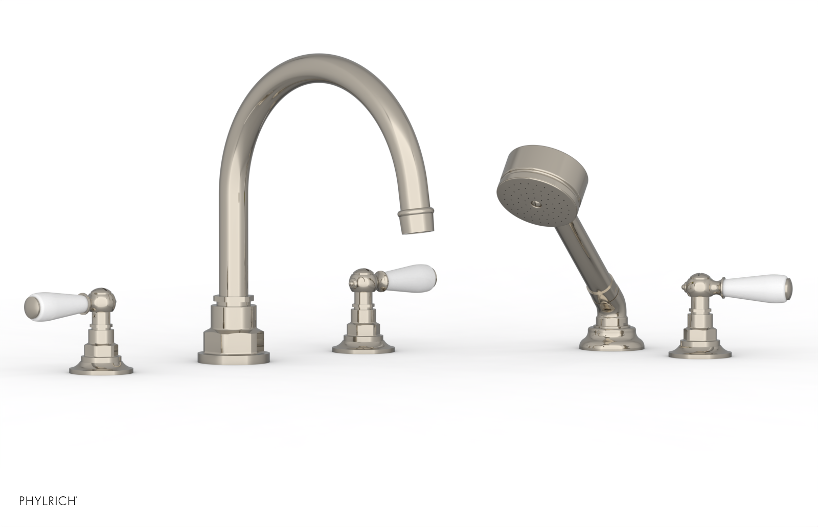 Jamestown Deck Tub Set with Hand Shower - White Accented Lever Handles (165-49) - Perfect for Bathroom Renovation & Spa-Like Experience