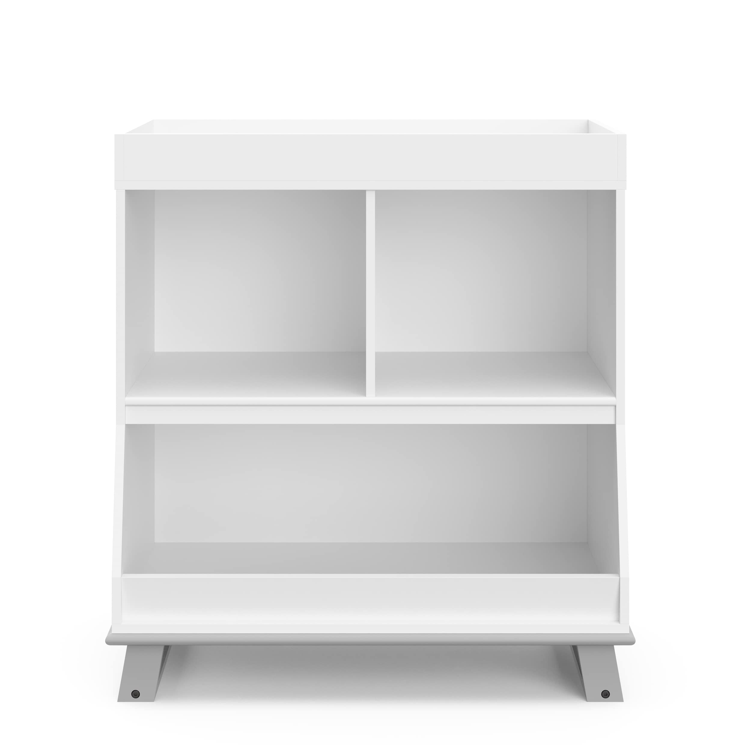 Storkcraft Modern Convertible Baby Changing Table - White & Pebble Gray | GREENGUARD Gold Certified Nursery Furniture | Safe Diaper Changing Station with Standard Pad Fit | Perfect for Baby Showers & Nursery Organization