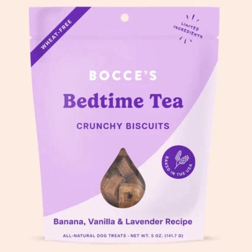 Bocce's Bedtime Tea Crunchy Dog Biscuits - Herbal Calming Treats for Dogs with Chamomile & Lavender - Perfect for Relaxation Before Sleep & Anxiety Relief
