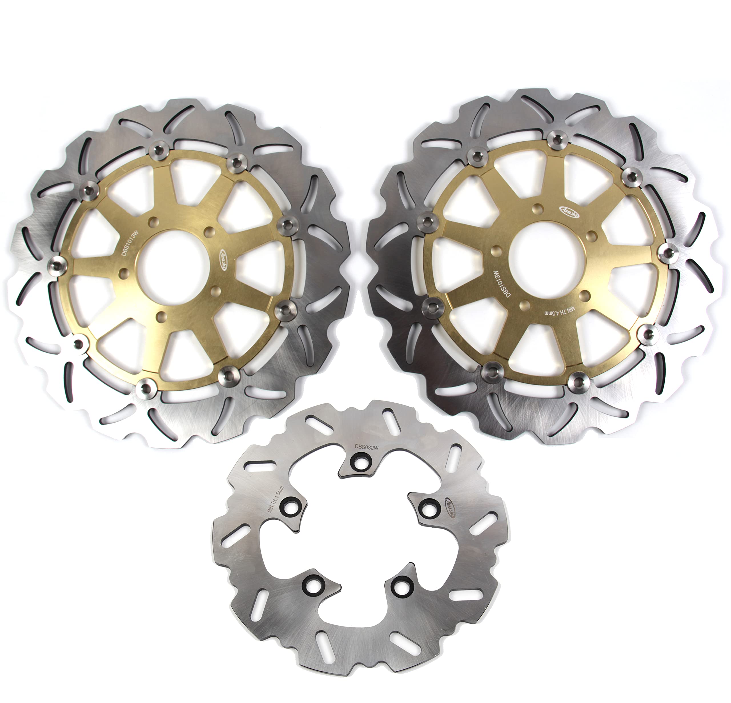 Suzuki GSXR 1000 2001-2002 K1 K2 Front & Rear Brake Disc Rotors - Gold Motorcycle Replacement Parts for GSX-R1000 | High-Performance Braking for Street & Track Racing