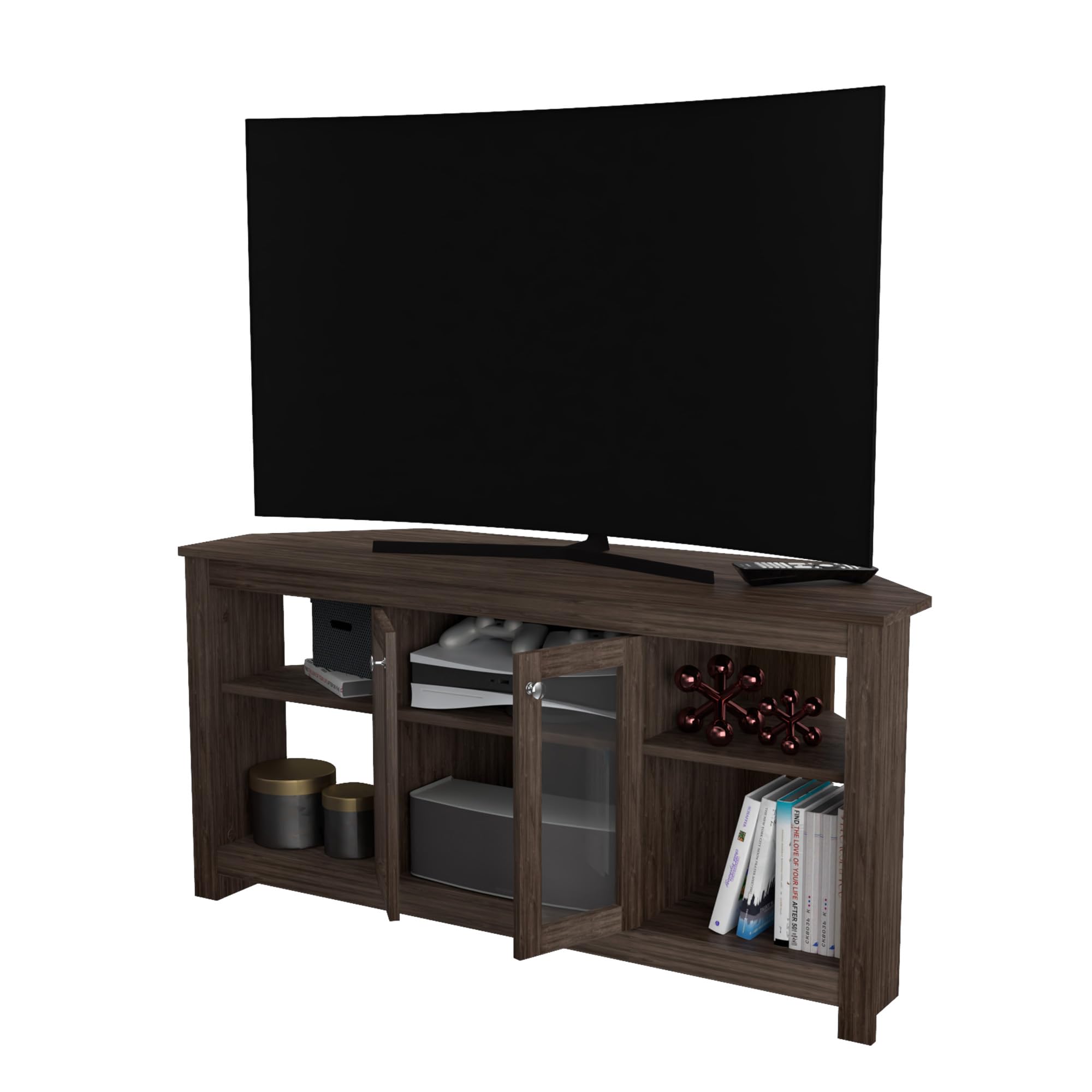 Adjustable TV Stand with Glass Doors - 60
