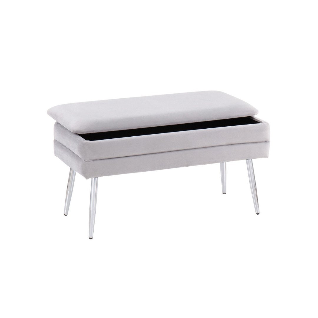 Neapolitan Storage Bench - Wooden Entryway Bench with Cushion, Shoe Storage Ottoman for Living Room, Bedroom, Entryway & Hallway - Perfect for Small Spaces & Home Organization
