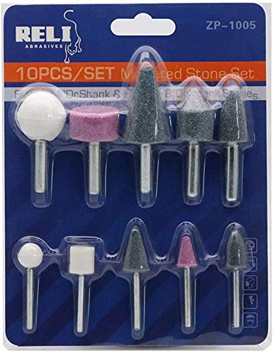 Inditrust 10-Piece Mounted Stone Cylinder Head Nail Abrasive Rotary Tool Set for Polishing, Cutting & Grinding (3mm & 6mm) - Perfect for Jewelry Making, Metalworking & DIY Crafts