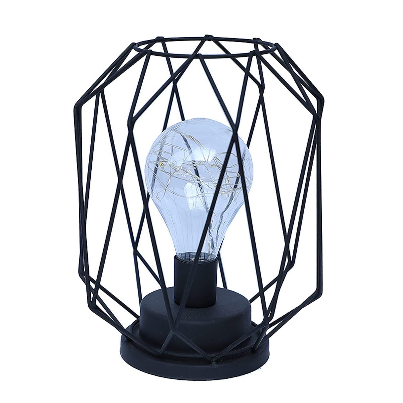 Vintage Black Metal Wire Basket Cage Iron Night Table Lamp - Wrought Iron Desk Light for Bedroom, Hallway, Entryway, Kitchen - Perfect for Reading Nook, Farmhouse Decor & Cozy Ambience Lighting