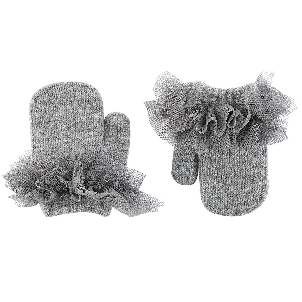 Light Grey Tulle Mittens for Women - Soft Winter Gloves with Elegant Lace Design - Perfect for Weddings, Parties, and Cold Weather Fashion