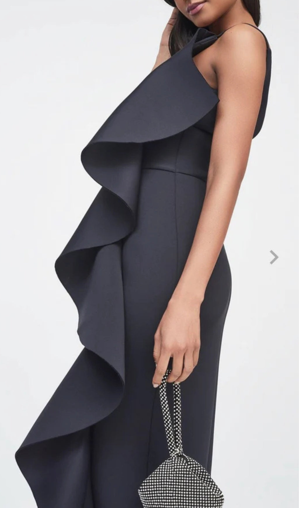 Asymmetric Draped Frill Scuba Dress - Elegant Women's Bodycon Party Dress for Evening Events & Night Out