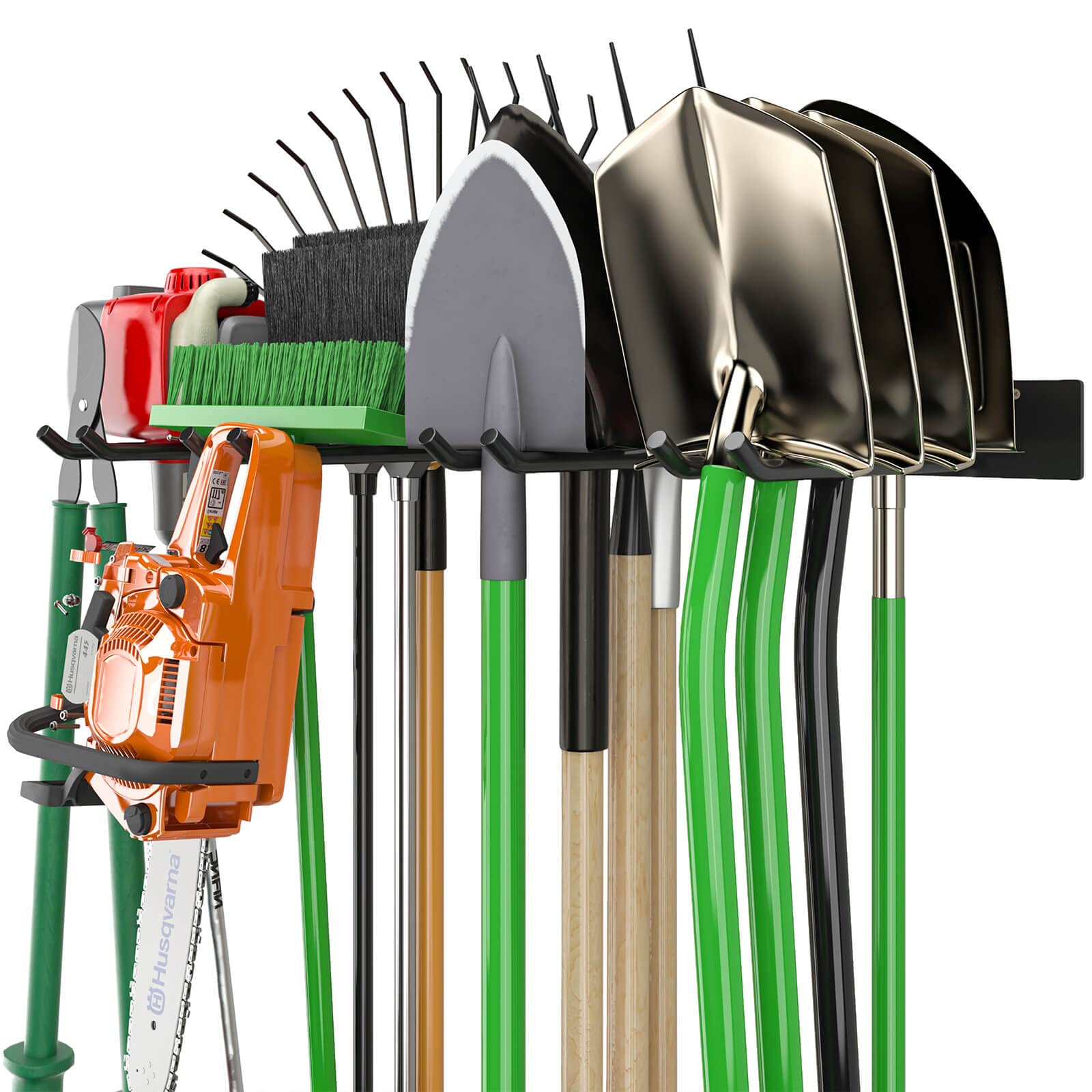 Godboat Heavy-Duty Wall Mount Garage Storage Organizer - 4 Hook Yard Tool Rack with 320 lbs Capacity - Space Saving Garage Shelving for Garden Tools, Bikes & Sports Equipment - Perfect Father's Day Gift for Dad & DIY Enthusiasts (Workshop, Garage, Shed & Outdoor Organization)