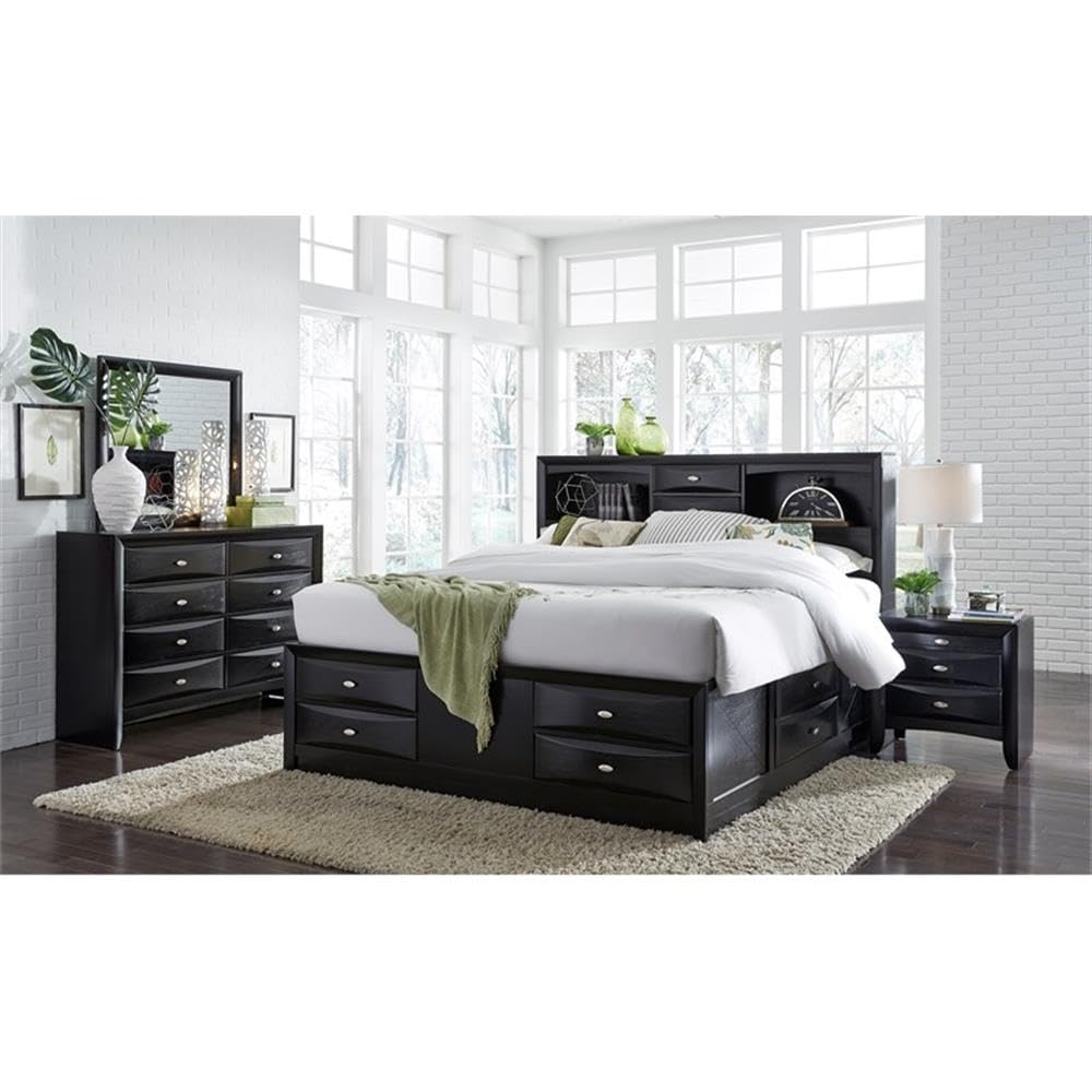 Global Furniture Linda Black Dresser - Modern 6-Drawer Chest for Bedroom & Living Room Storage | Stylish & Durable Home Organization Solution