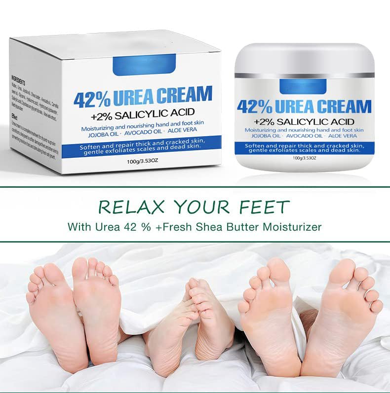 NP Urea Cream 42% with 2% Salicylic Acid - Maximum Strength Foot & Hand Moisturizer for Dry, Rough Skin - Callus Remover, Dead Skin Exfoliator - Deeply Nourishes & Softens - Ideal for Cracked Heels, Calluses & Rough Elbows