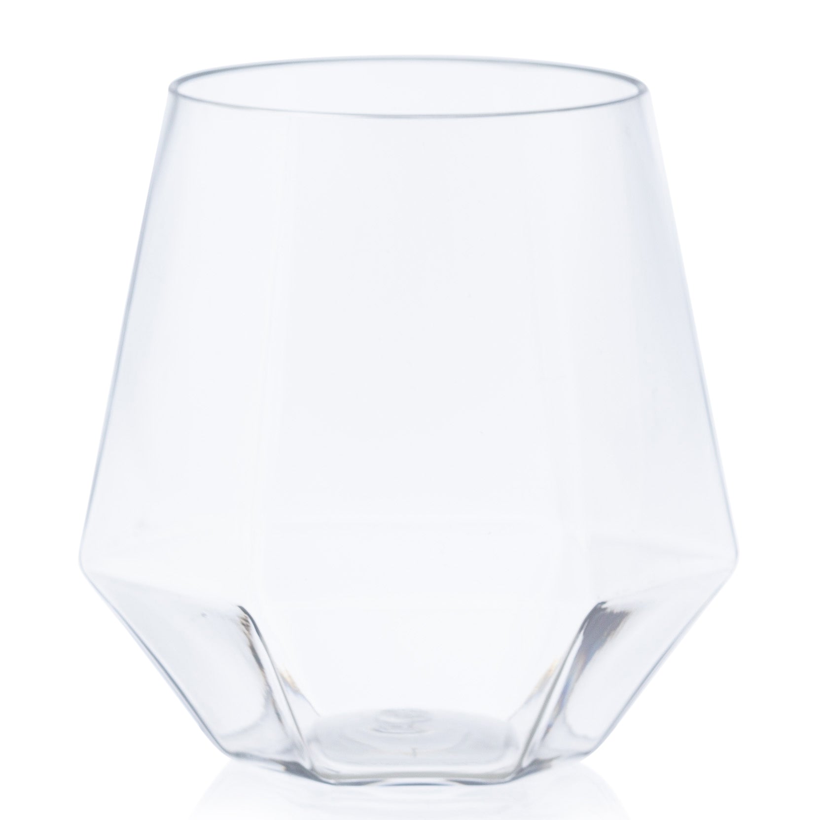 12 oz Clear Stemless Diamond Shaped Wine Glasses Set of 6 - Shatterproof Crystal-Like Drinking Cups for Parties, Weddings & Home Entertaining