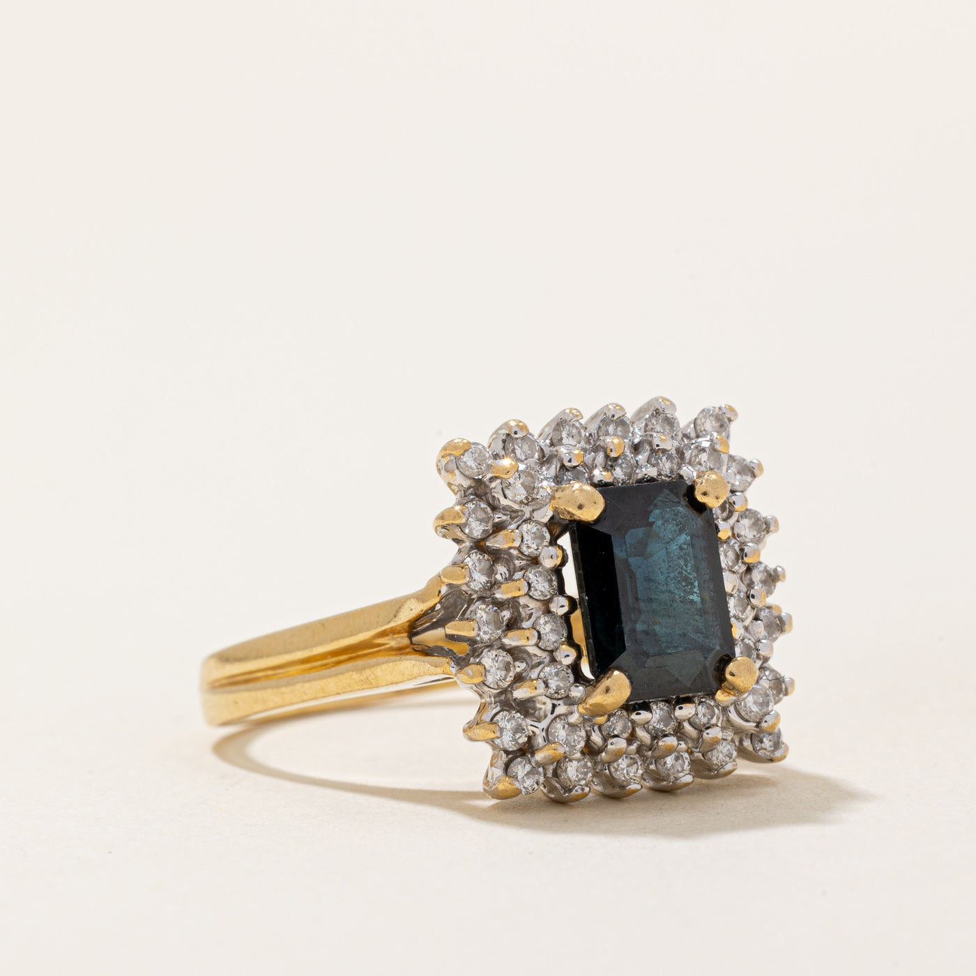 1.80ct Sapphire & 0.42ct Diamond Cocktail Ring - Size 7.5 | Elegant Statement Jewelry for Evening Parties, Weddings & Special Occasions