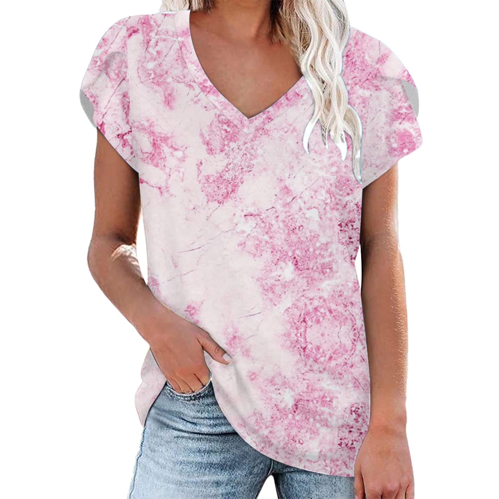 Trendy Floral V-Neck T-Shirts for Women - Summer Casual & Dressy Tops