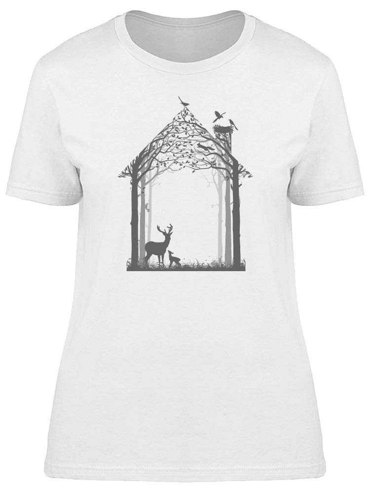 Men's Silhouette Forest Wildlife Graphic T-Shirt - Comfortable Casual Tee for Outdoor Adventures & Nature Lovers