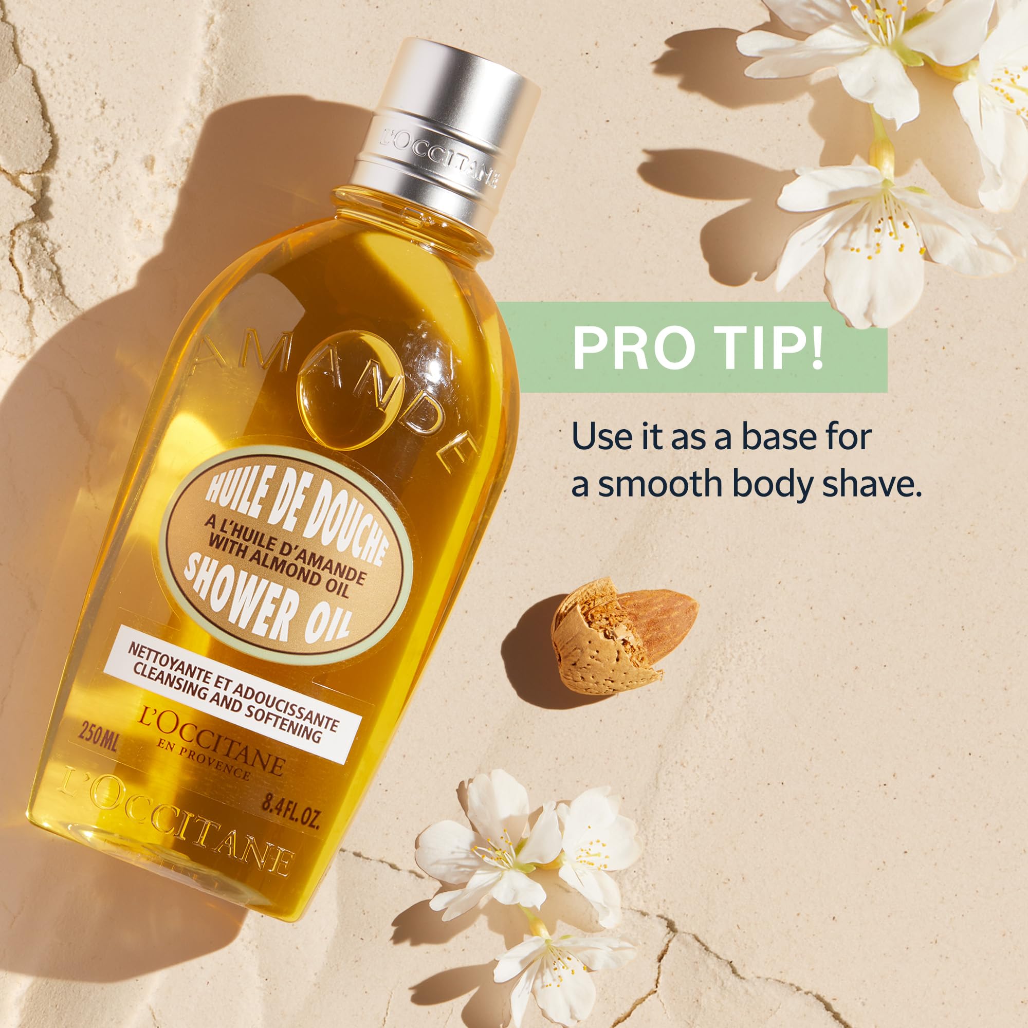 L'Occitane Almond Shower Oil - Cleansing & Softening Body Wash & Shaving Base for Dry Skin | Milky Lather Nourishes & Smooths Skin | Perfect for Daily Shower, Spa Day & Sensitive Skin Care