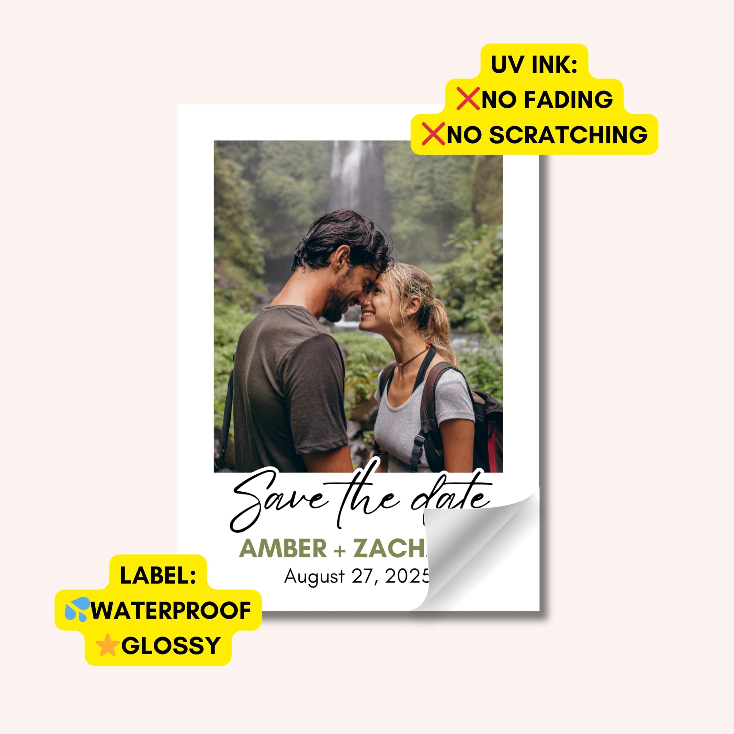 Custom Wedding Wine Bottle Labels - Personalized Save The Date Photo Labels with Your Text & Design - Perfect for Anniversary Gifts, Bridal Showers & Special Events