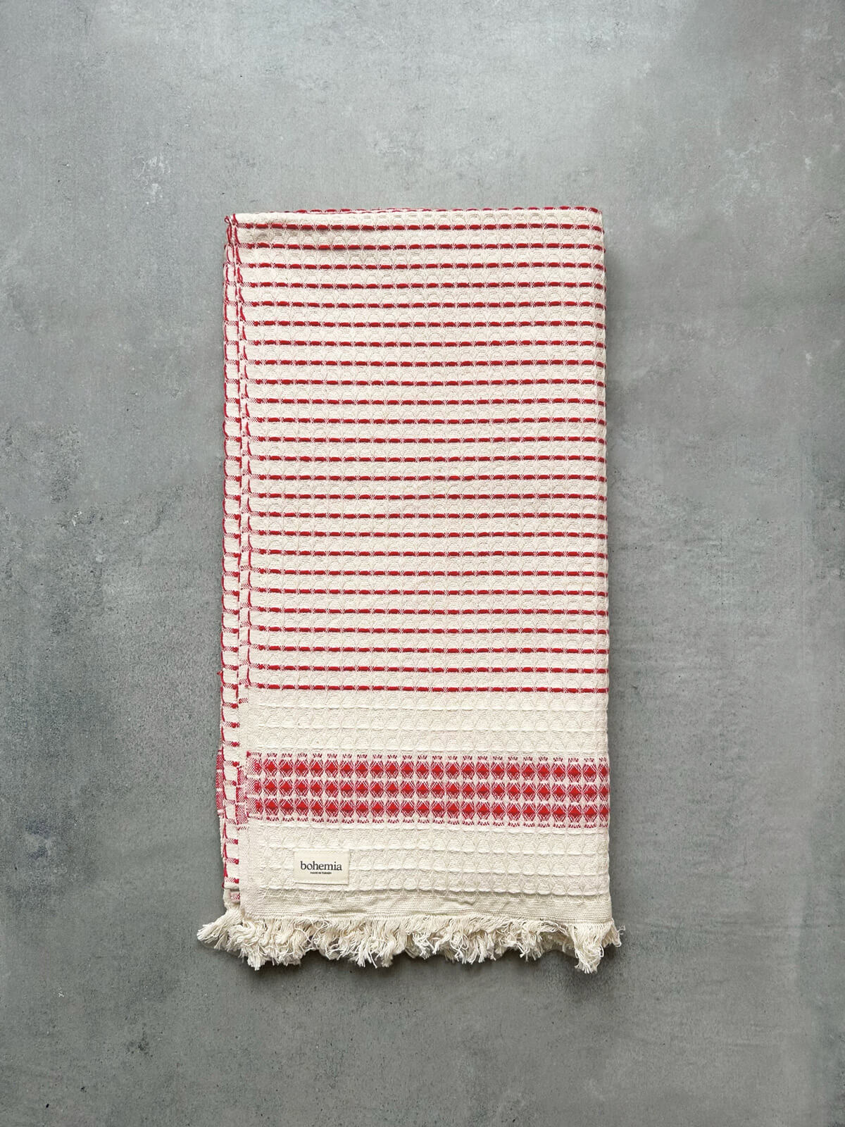 Premium Milos Check Hammam Towel - 100% Cotton Turkish Bath Towel in Terracotta | Spa, Beach, Yoga & Home Decor Accessory
