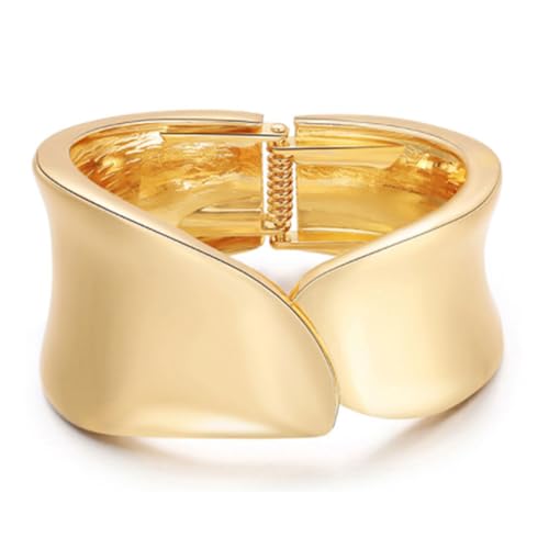 V Gold Chunky Bangle Bracelet