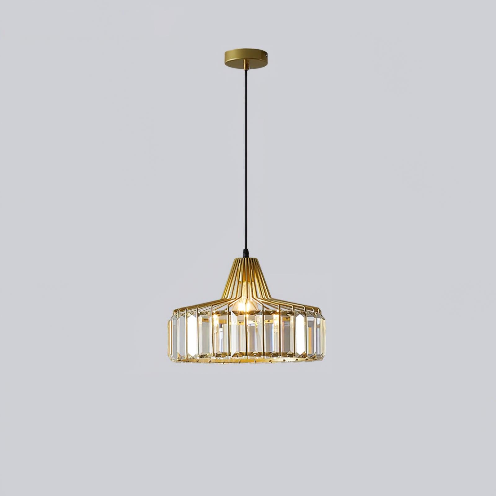 Crystal Drum Pendant Light - Modern Glass Ceiling Chandelier for Dining Room, Living Room & Bedroom Lighting Decor