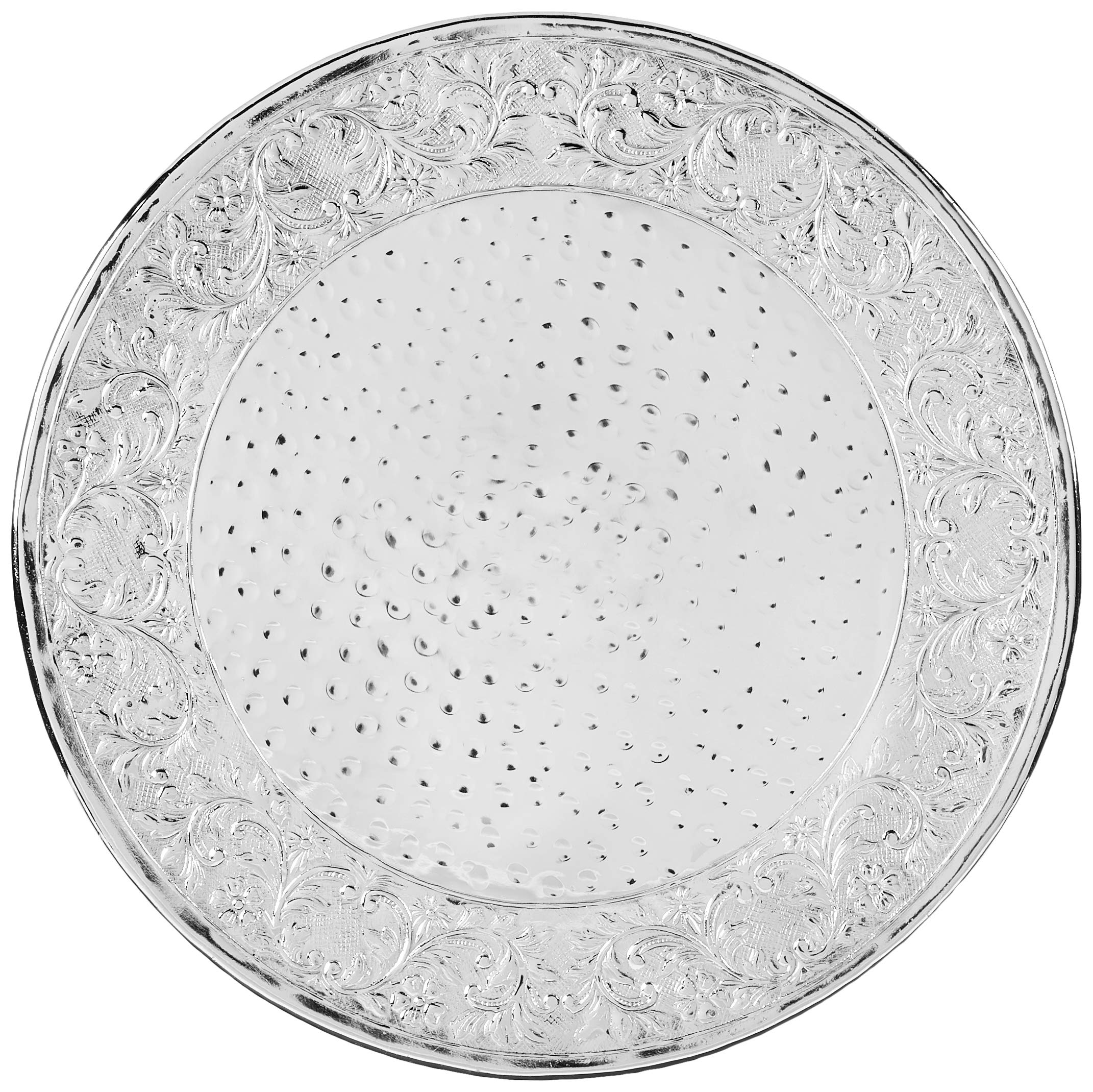 18-Inch Silver Round Ornate Wedding Cake Stand - Elegant Display for Wedding Cakes, Desserts, and Party Treats