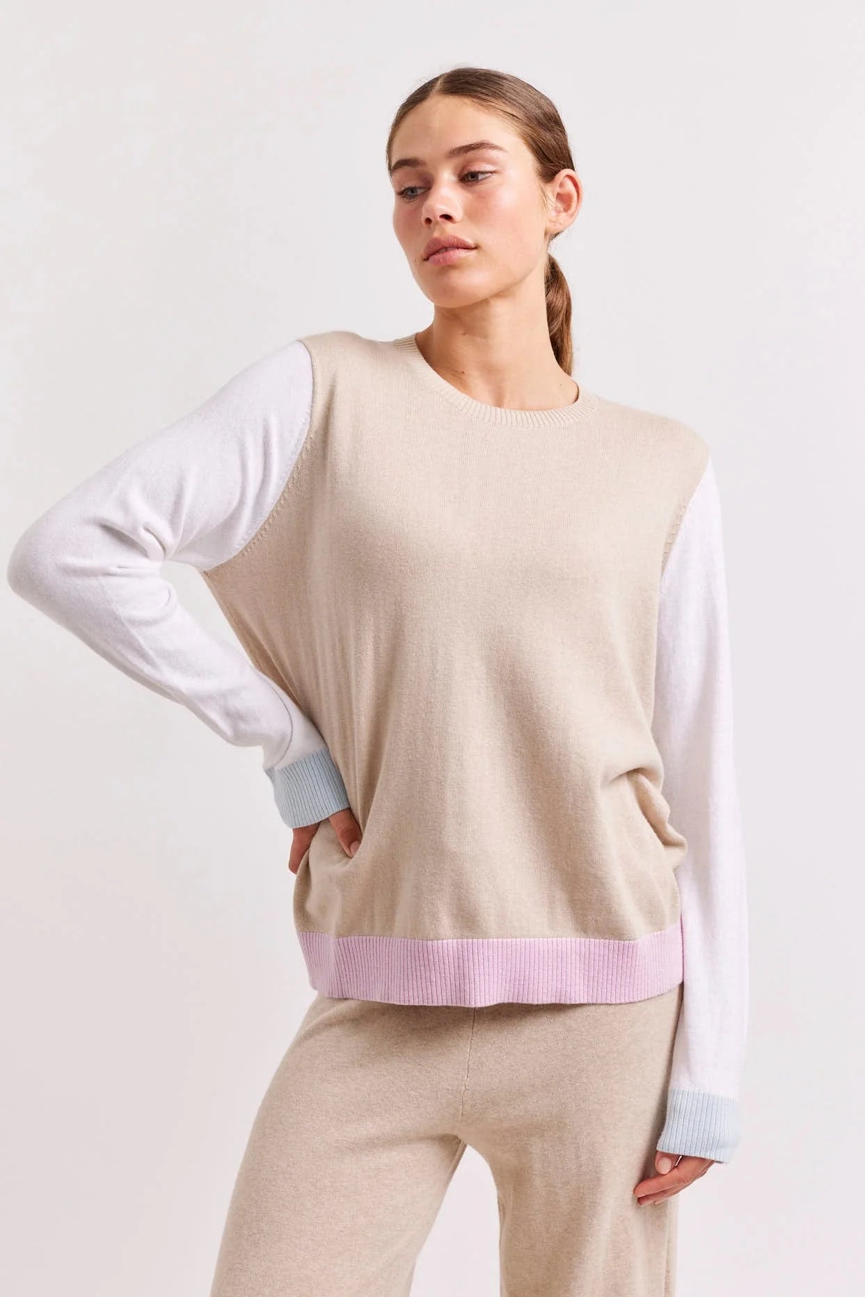 Premium Eton Cotton Cashmere Sweater in Vellum - Soft Luxury Knitwear for Men | Perfect for Business Casual & Winter Layering