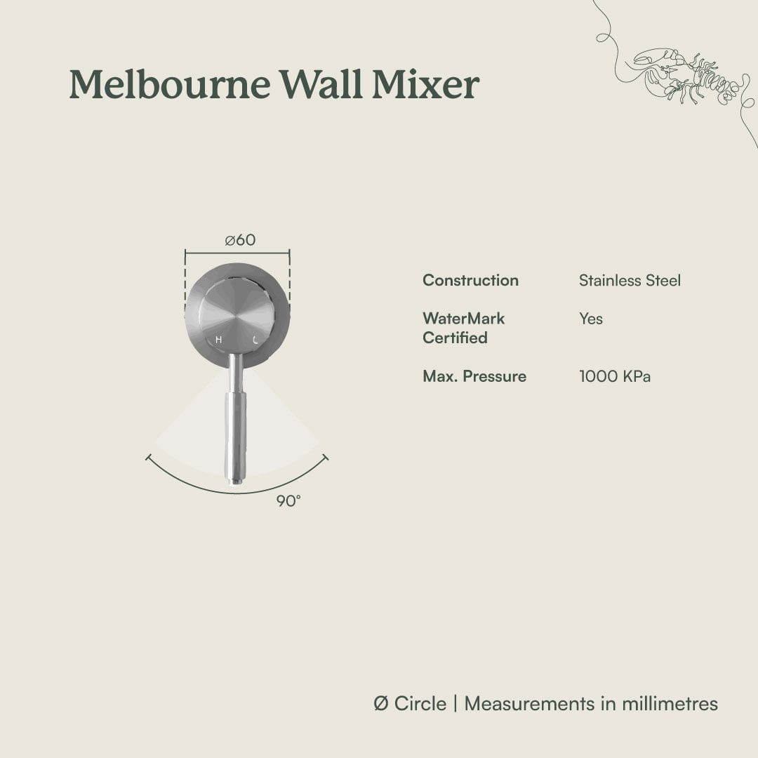 Melbourne Wall Mixer Faucet - Warm Brushed Nickel Finish - Perfect for Bathroom & Kitchen Sink Installation