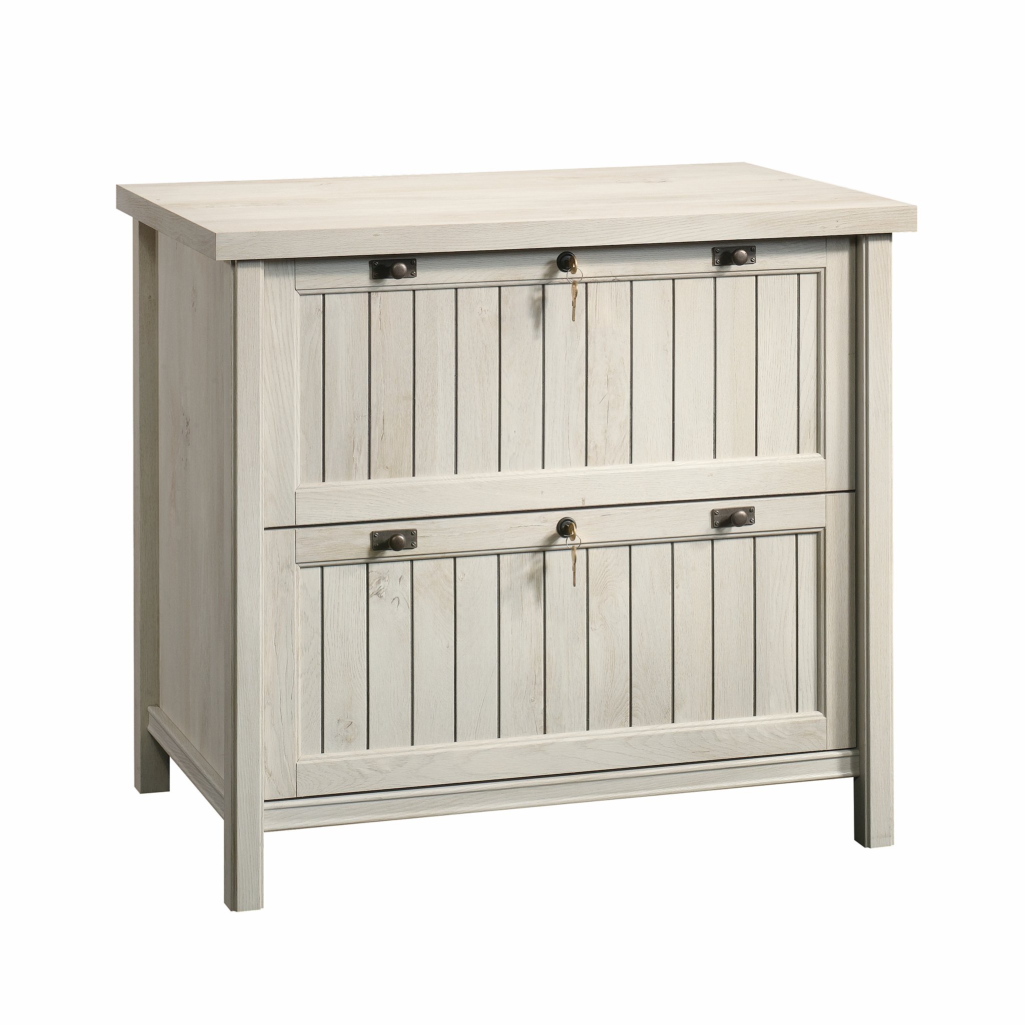 Sauder Costa Lateral File and L-Shaped Desk with Chalked Chestnut Finish - Home Office Furniture for Small Spaces, Work from Home Setup, Modern Workspace Solution