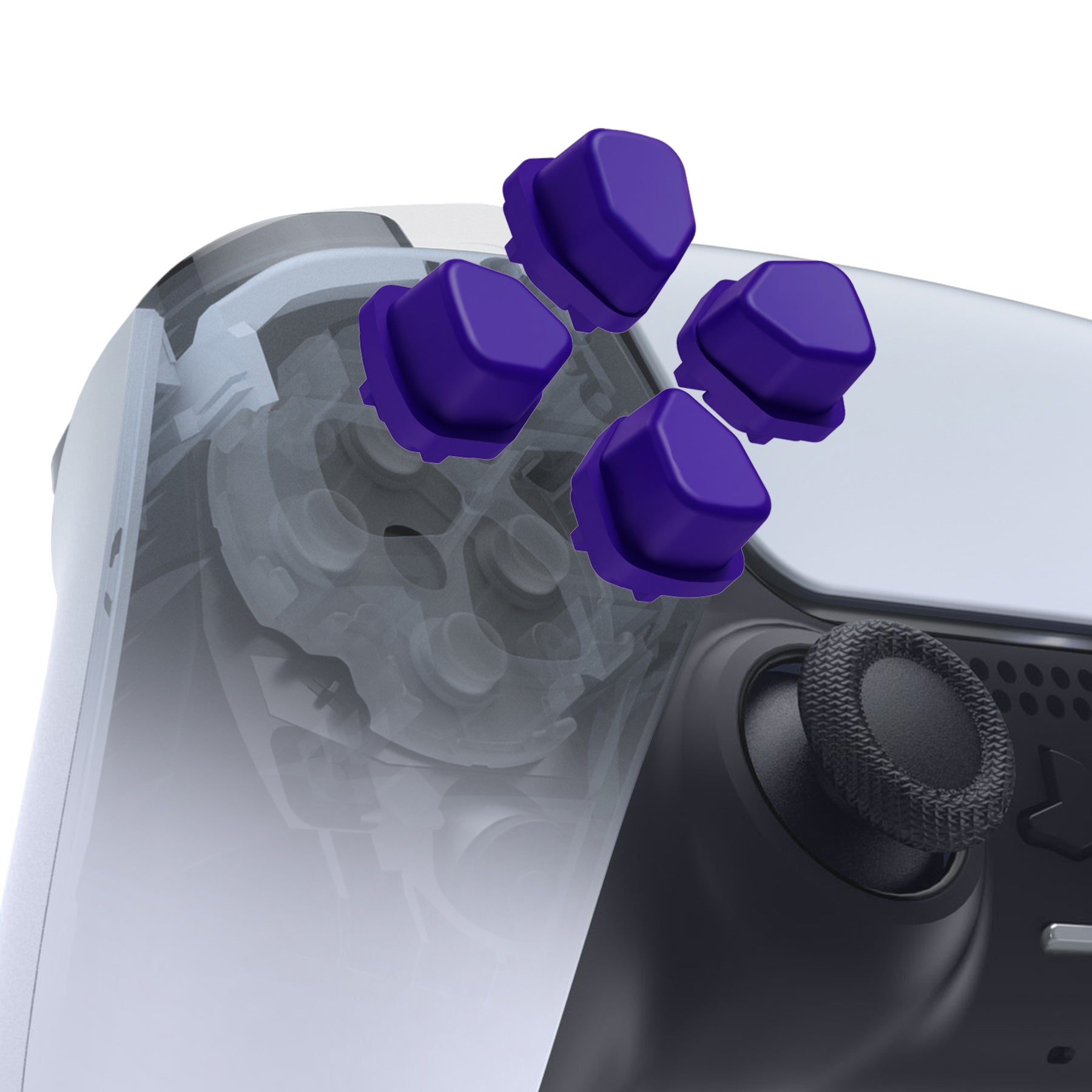 eXtremeRate Ergonomic Split D-Pad Buttons for PS5 Controller - Purple Independent Direction Buttons Compatible with PS5 Edge & PS4 Controllers (Model JPF8017) | Perfect for Fighting Games & Precision Controls