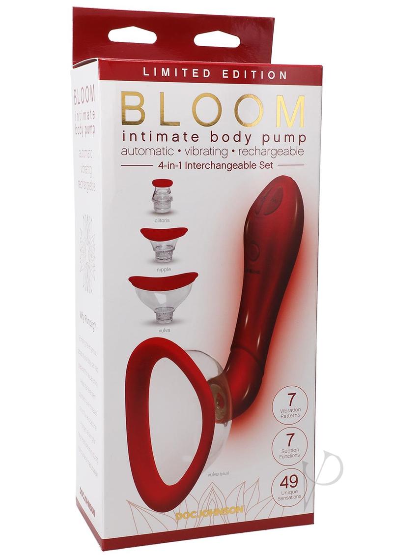 Bloom Intimate Body Pump Vibrating Rechargeable Interchangeable Set - Limited Edition (4 Piece) in Red | Sensual Enhancement for Couples & Solo Play | Perfect for Romantic Nights & Self-Care Moments