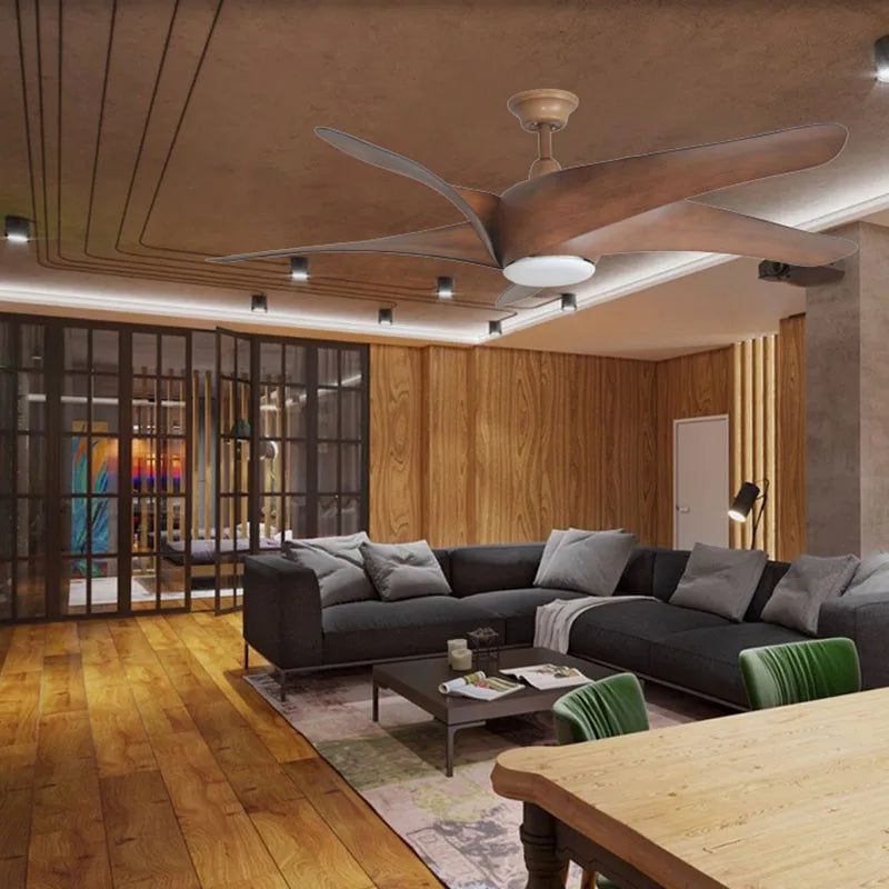 **60 Inch Vintage Brown Ceiling Fan - Energy Efficient with Remote Control - Perfect for Living Room, Bedroom, and Outdoor Patio**