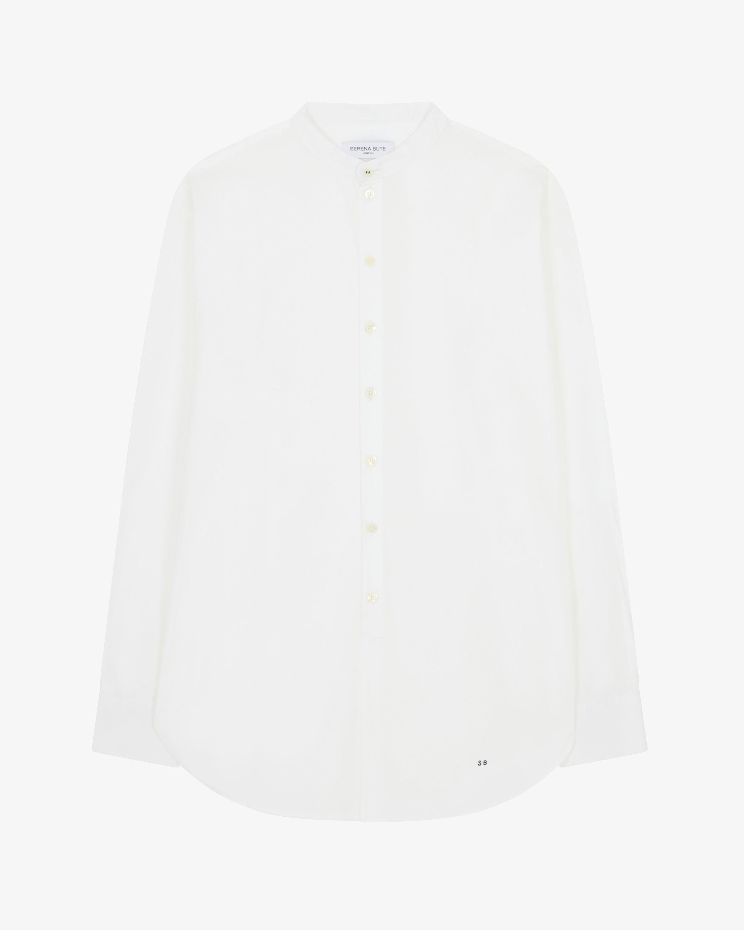 Stylish Collarless Shirt with Side Slit - White Women's Fashion Top for Casual Wear & Office Outfits