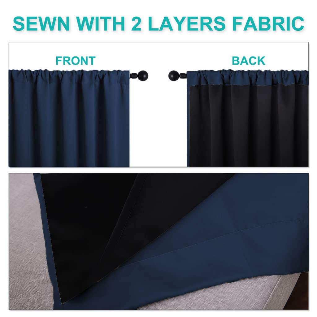 NICETOWN 100% Blackout Thermal Insulated Curtains - 2 Panels, Navy, 52x54 Inches - Energy Efficient Room Darkening Drapes with Black Liners for Dining Room, Bedroom & Home Theater