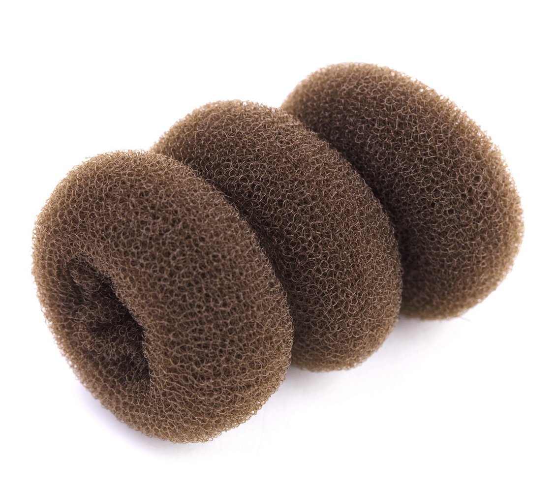 AJOY 3-Piece Mini Hair Bun Maker Set for Kids - Small Brown Donut Bun Shaper for Thin Hair (2-2.6 Inch) - Perfect for Toddler Girls, Dance, Ballet & Ballerina Hairstyles - Great for School, Recitals & Special Occasions