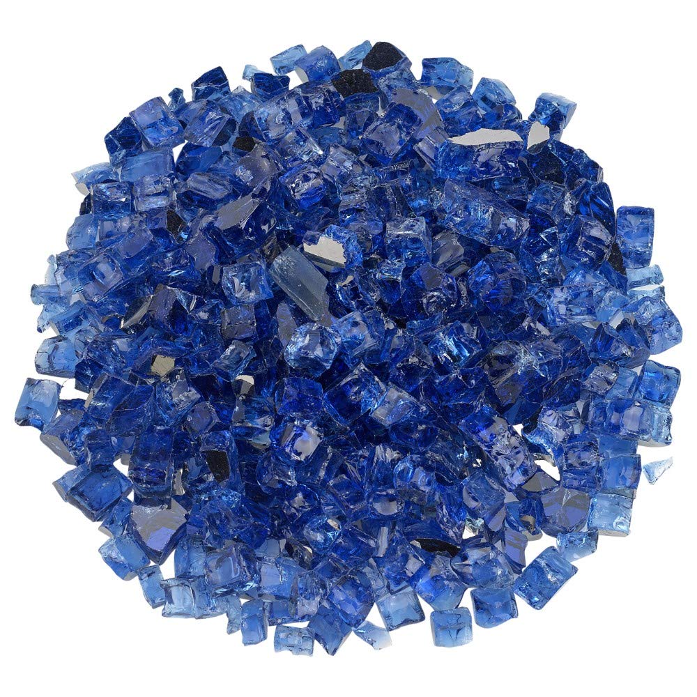 Blazing Fireglass 20-Pound Reflective Fire Glass for Fireplaces & Fire Pits - 1/2-Inch Cobalt Blue Glass Beads - Perfect for Outdoor Patio, Backyard Decor & Modern Fireplace Design