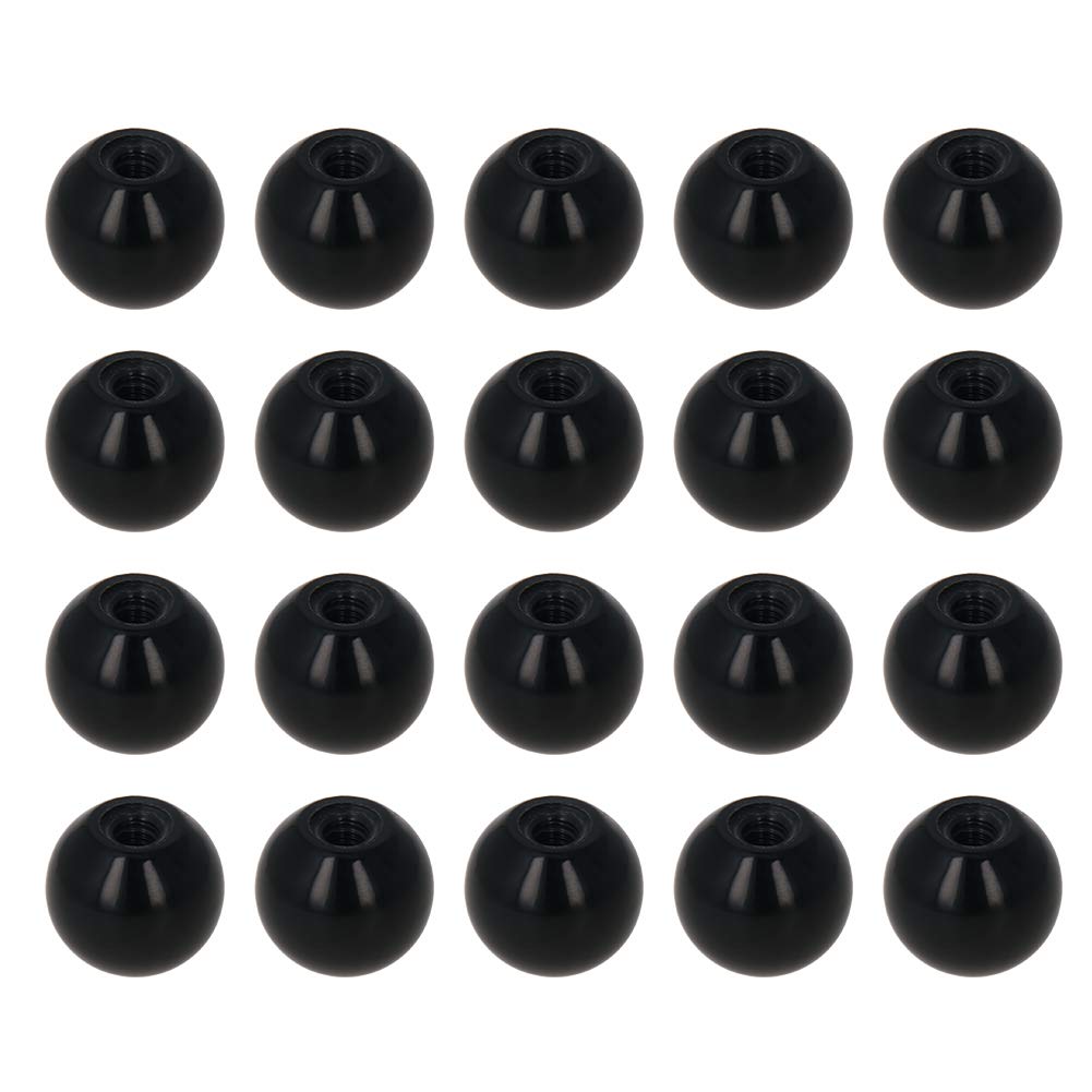 Aicosineg M6 25mm Ball Knobs with Female Thread - Matte Black Cabinet Pulls (20Pcs) - Durable Drawer Handles for Furniture, Wardrobe & Dresser - Perfect for Home, Office & DIY Projects