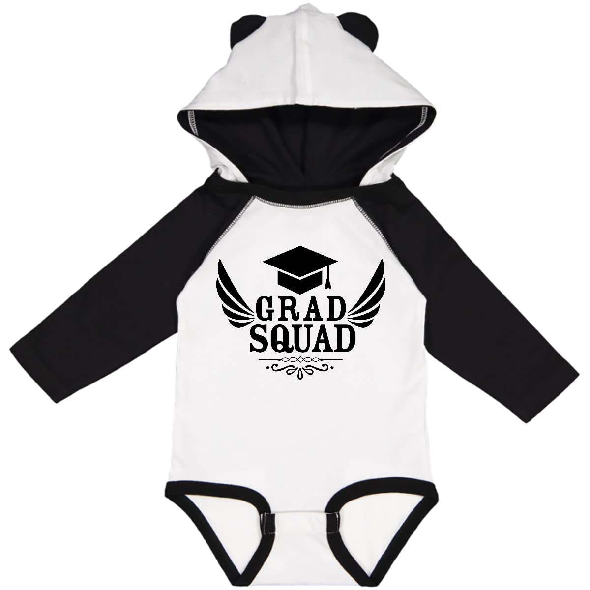 Inktastic Grad Squad with Graduation Cap and Wings Long Sleeve Baby Bodysuit - Perfect for Graduation Photos, School Events & First Birthday Celebrations
