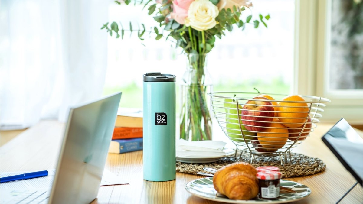 15oz Stainless Steel Vacuum Insulated Tumbler with Lid - Double Wall Thermal Coffee Mug for Hot & Cold Drinks - Perfect for Travel, Office & Outdoor Use - Organica Mint Green
