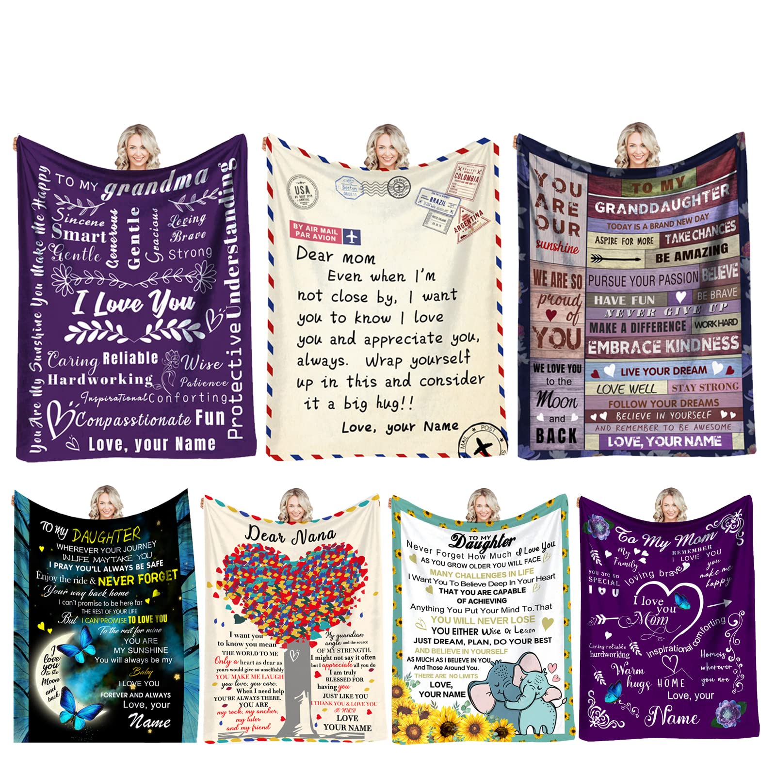 **Personalized Custom Blanket for Mom - Heartwarming Gift from Daughter or Son - Soft Letter Throw Blanket for Couch, Bed & Sofa - Perfect for Mother's Day, Birthday & Cozy Family Moments**