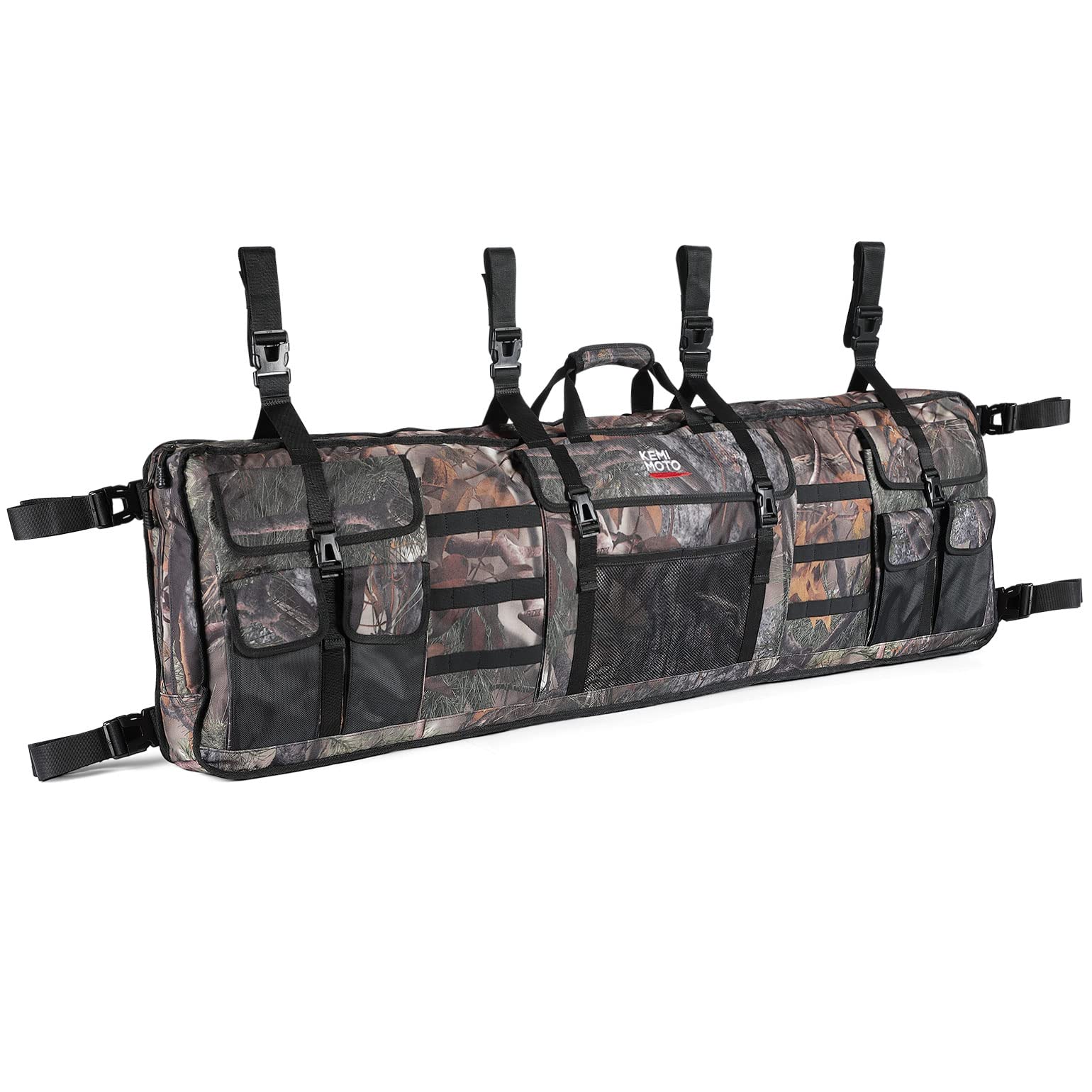 KEMIMOTO Double UTV Tool Bag Rack - Heavy Duty ATV Tool Holder with Soft Carrier Case for Rear Roll Cage | Compatible with Polaris Ranger & Most UTV Models | Perfect for Hunting, Off-Roading & Outdoor Adventures (Camo Pattern)