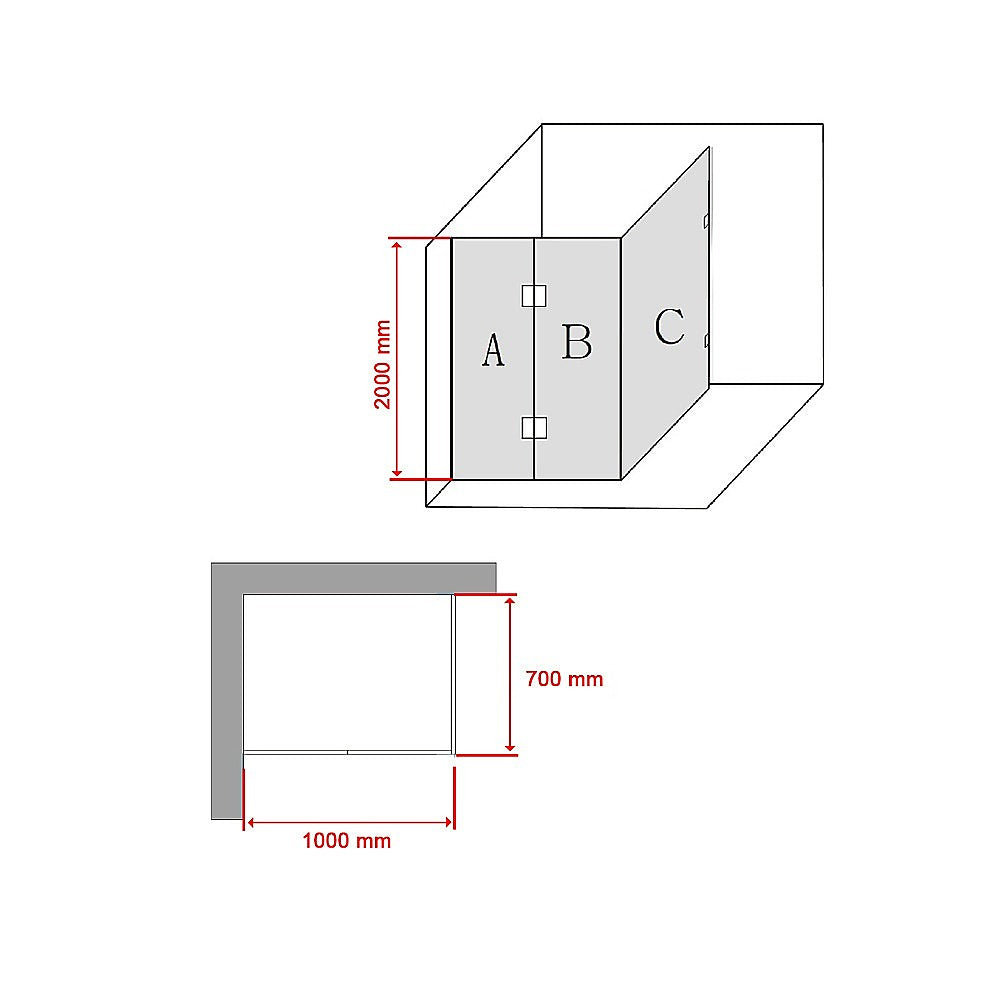 Della Francesca Frameless 10mm Glass Shower Screen - 1000 x 700mm - Clear Tempered Bathroom Enclosure for Modern Walk-In Showers & Wet Rooms