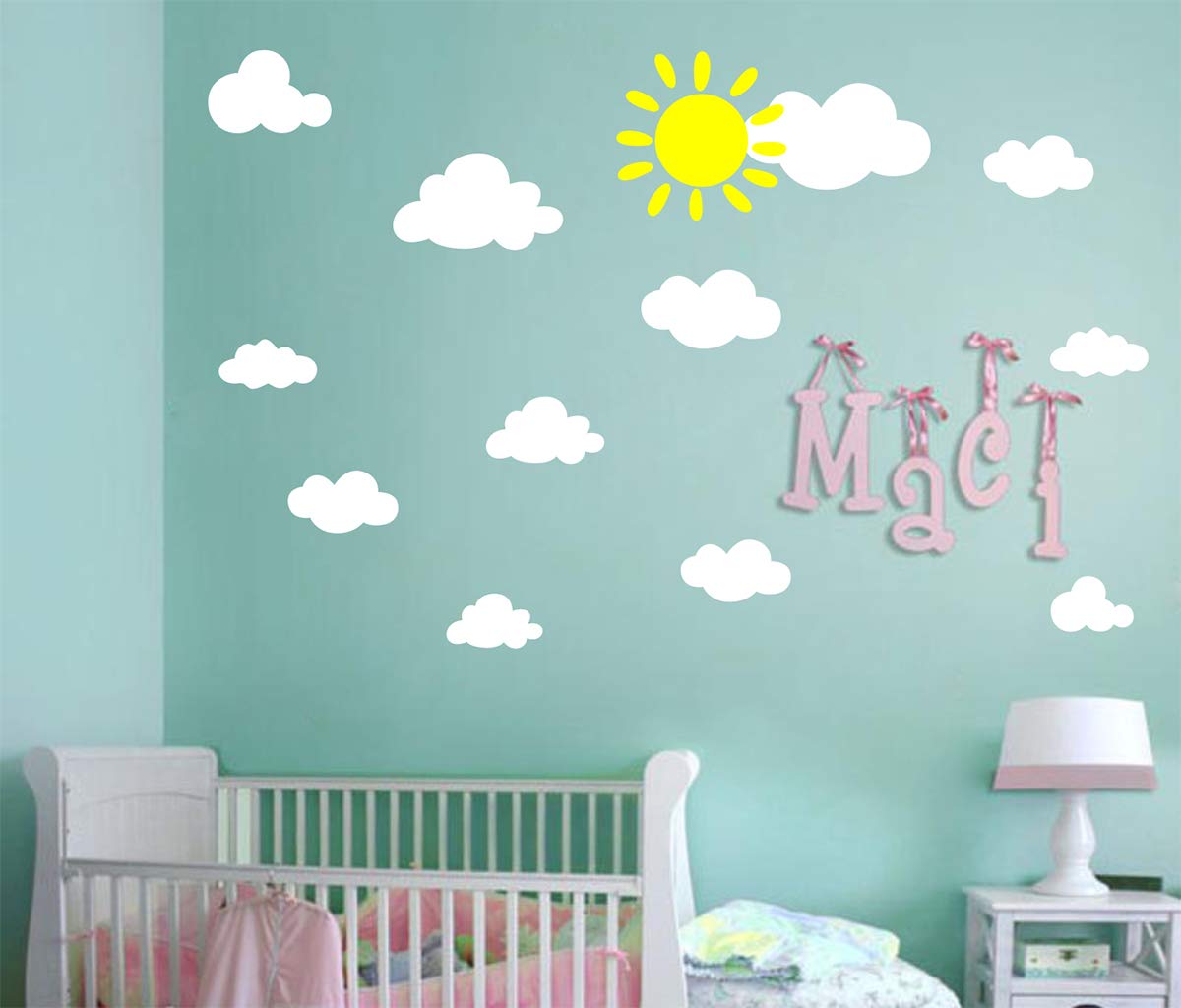 Sun and Clouds Wall Decals - Easy to Apply & Removable Nursery Wall Stickers for Baby Room Decor | Perfect for Kids Bedroom, Playroom & Daycare Wall Art