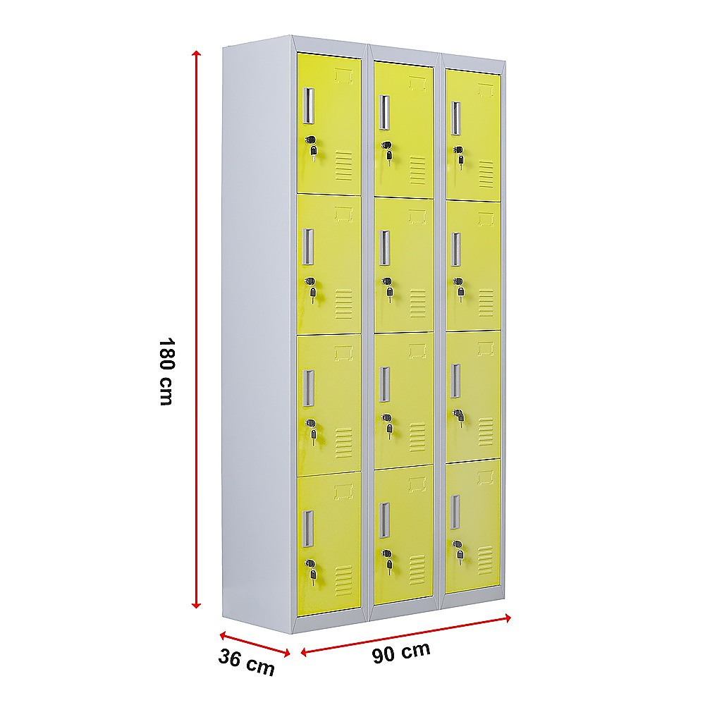 12-Door Locker for Office, Gym, Shed, School & Home Storage - Heavy Duty Standard Lock with 2 Keys - Perfect for Secure Personal Belongings & Equipment Storage