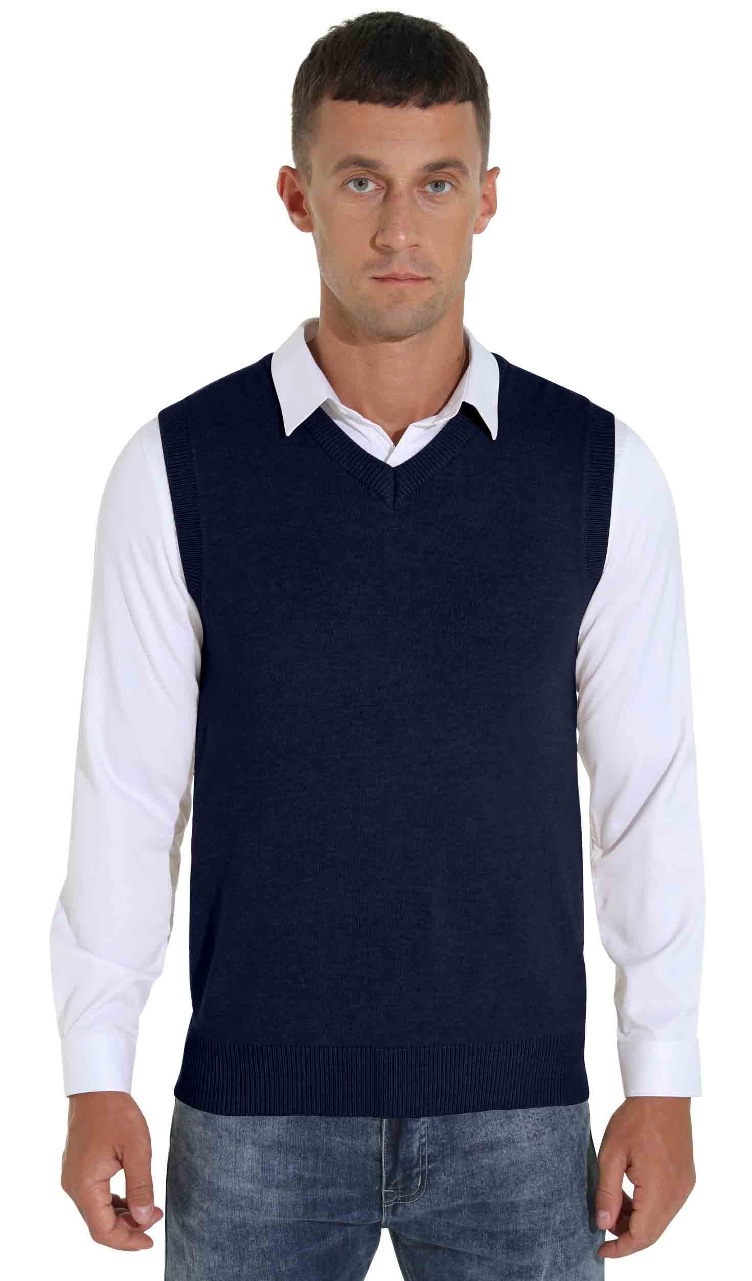 Sailwind Men's Wool Blend Knit V-Neck Sweater Vest - Sleeveless Pullover for Layering | Casual & Business Casual Outfits | Winter & Fall Fashion