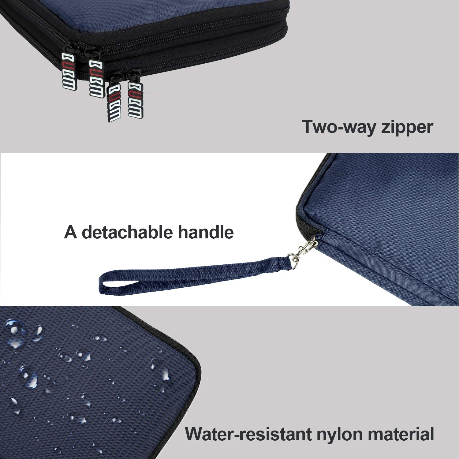 BUBM Double Layer Electronics Organizer Bag - Travel Gadget Storage for Cables, Memory Cards, Flash Drives & Accessories - Fits iPad/Tablet up to 9.7