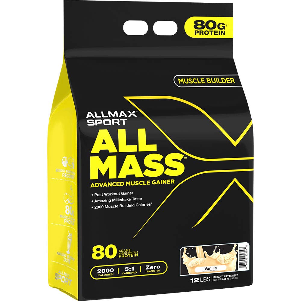 Allmax Nutrition All Mass Post Workout Gainer - High Calorie Protein Powder for Muscle Growth & Recovery, Vanilla Flavor, 12lb (Pack of 1) | Ideal for Bodybuilding, Weight Gain & Post-Workout Recovery